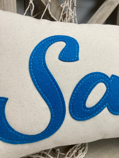 Salty Pillow - Beach Pillow   felt-applique lumbar pillow